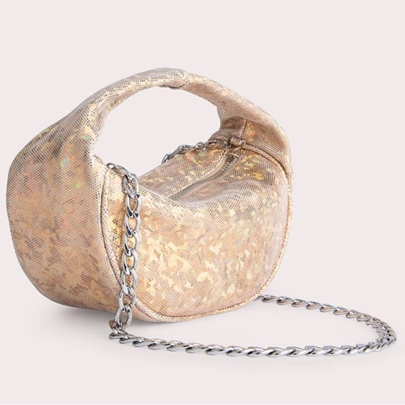 BY FAR baby Cush leather green shoulder bag purse zipper disco hologram $524 new - Picture 13 of 14